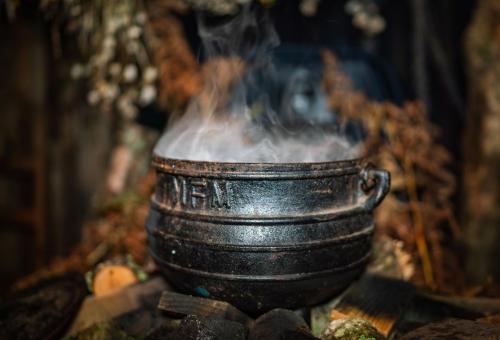 Shot of a smoky cauldron